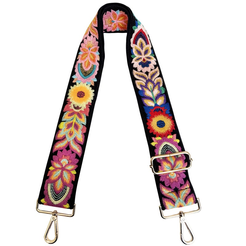 TCOMVEZ Embroidery Flower Purse Strap Replacement Crossbody for Handbags Women Guitar Strap 2 inch Wide Adjustable Bag Straps - Image 1