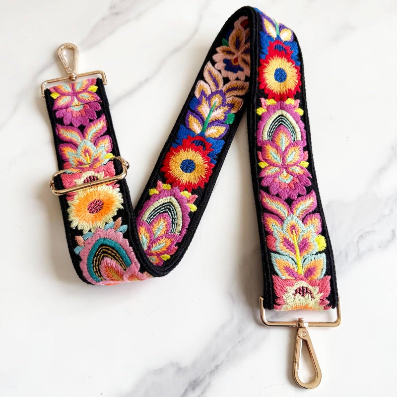 TCOMVEZ Embroidery Flower Purse Strap Replacement Crossbody for Handbags Women Guitar Strap 2 inch Wide Adjustable Bag Straps - Image 5