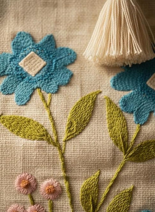 BLENZZA DECO حقيبة كتف وحقيبة يد من قماش الكانفاس القطني الطبيعي من بلينزا ديكو™، مزينة بتطريز عصري، مثالية للنساء، مناسبة للجامعة والتسوق والاستخدام اليومي (16 × 16 بوصة) (التصميم 5) - Image 3