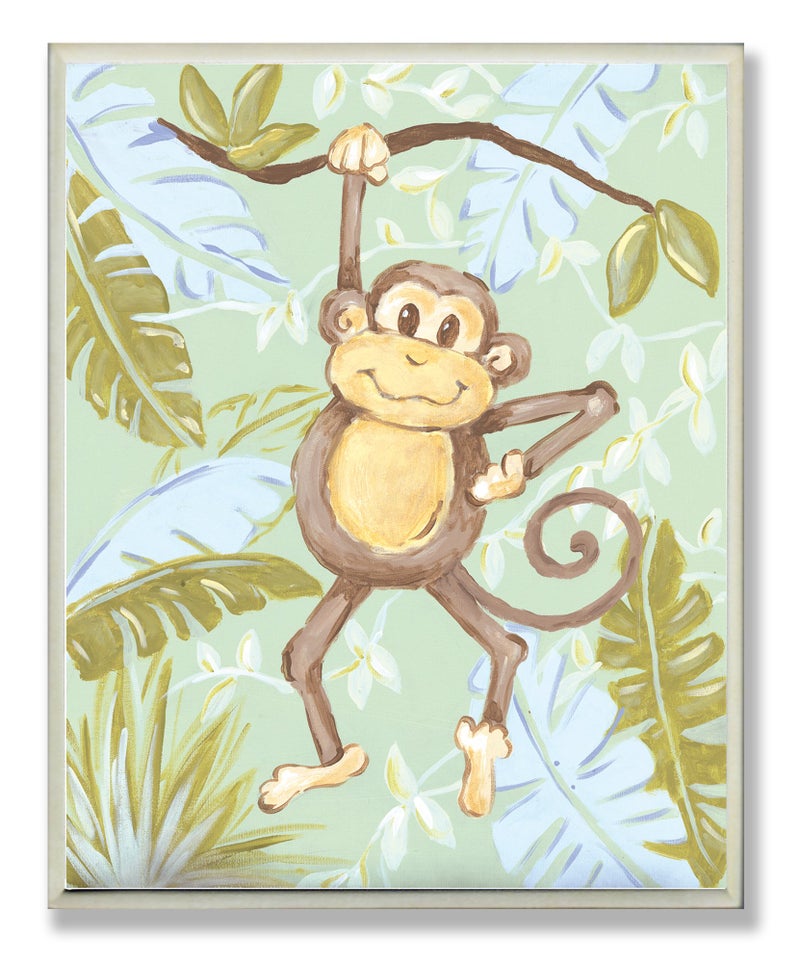 The Kids Room by Stupell Monkey in The Jungle Rectangle Wall Plaque