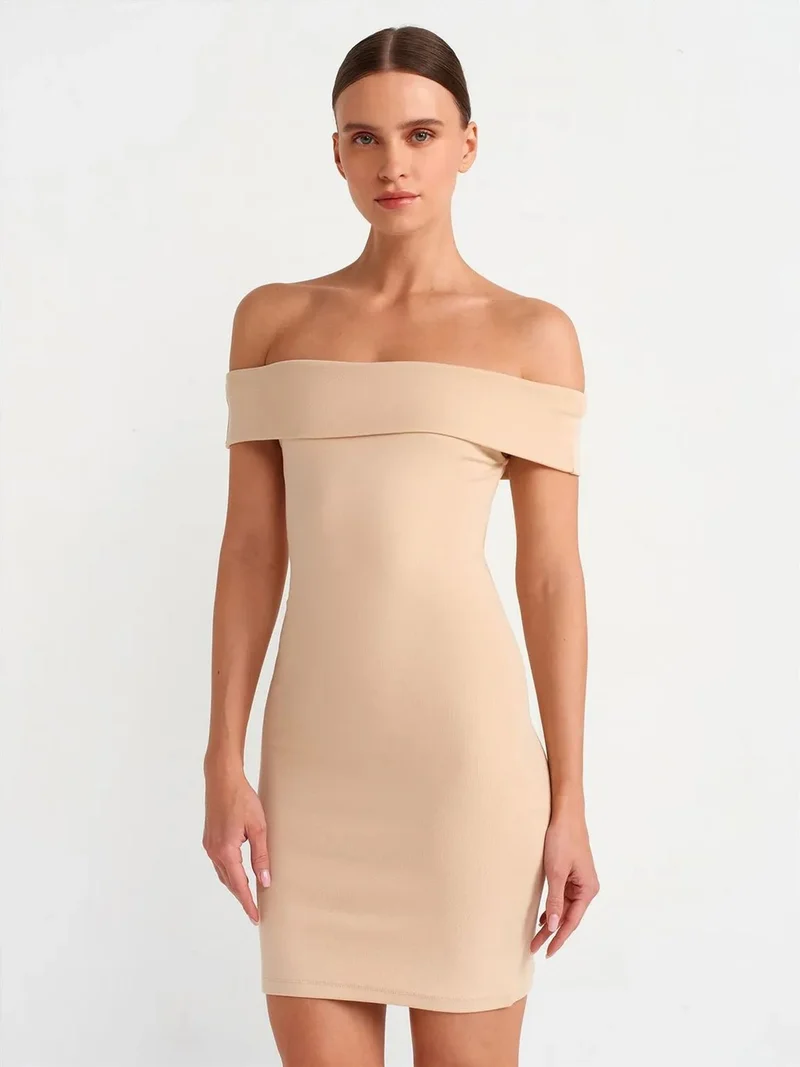 ديلفين Dilvin Bodycon Mini Dress With Off-shoulder Neckline