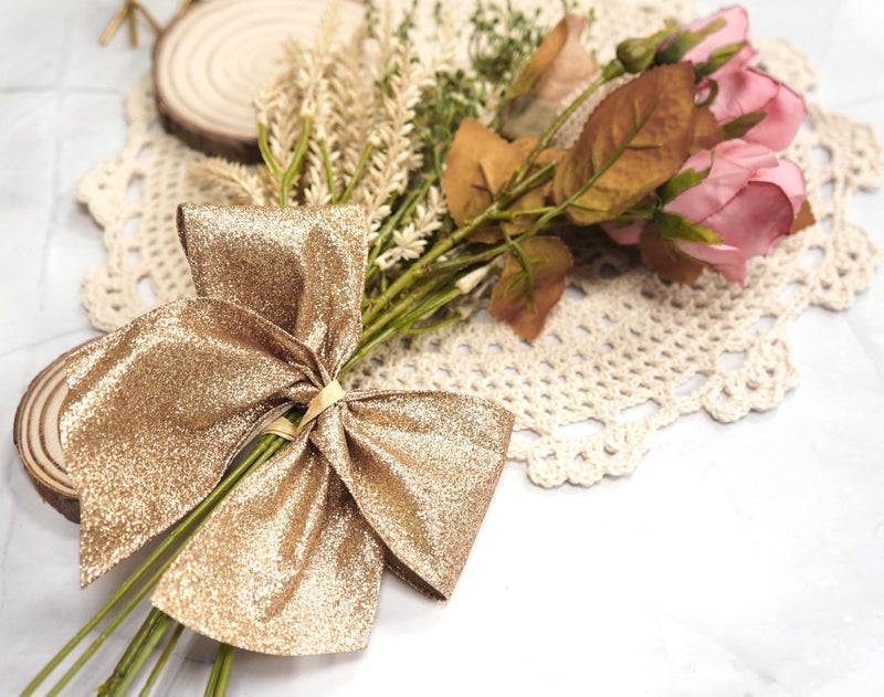 CT CRAFT LLC Glitter Wired Ribbon 2.5" x 10 Yards Gold (Champagne Gold) for Christmas Home Decor Bow Gift Wrapping DIY Crafts Wreath - Image 5
