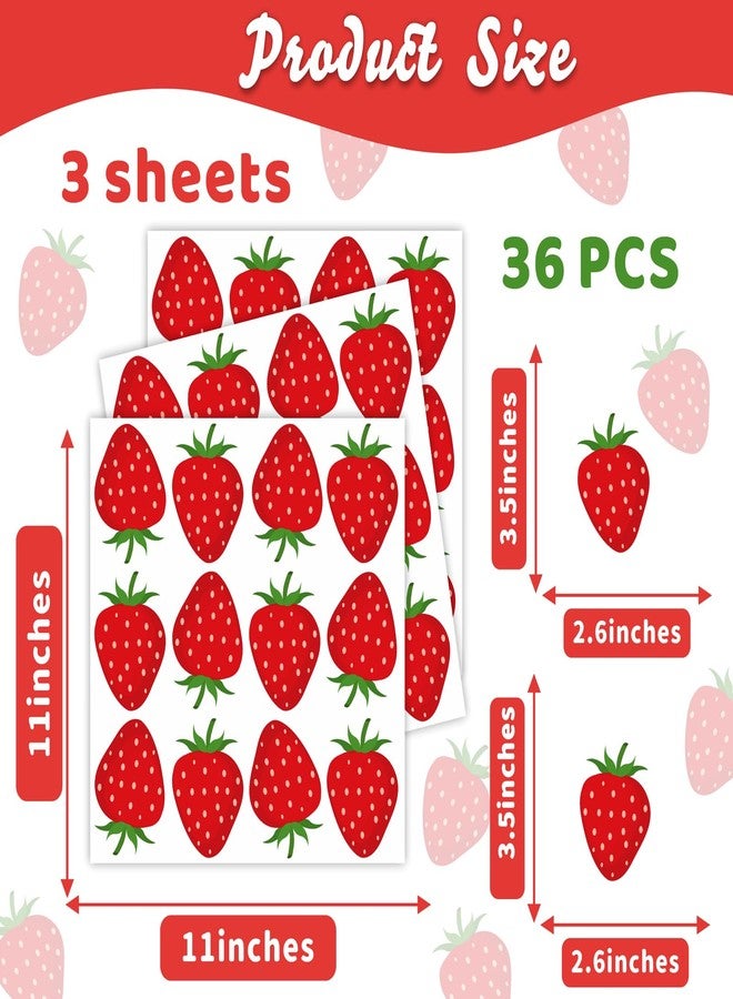 kokolap 36pcs Strawberry Stickers for Balloon Arch Berry First Sign for Backdrop Watercolor Fruit Wall Stickers Strawberries Theme Party Supplies Decals for Baby Shower Girls Birthday Party Photo Background - Image 4