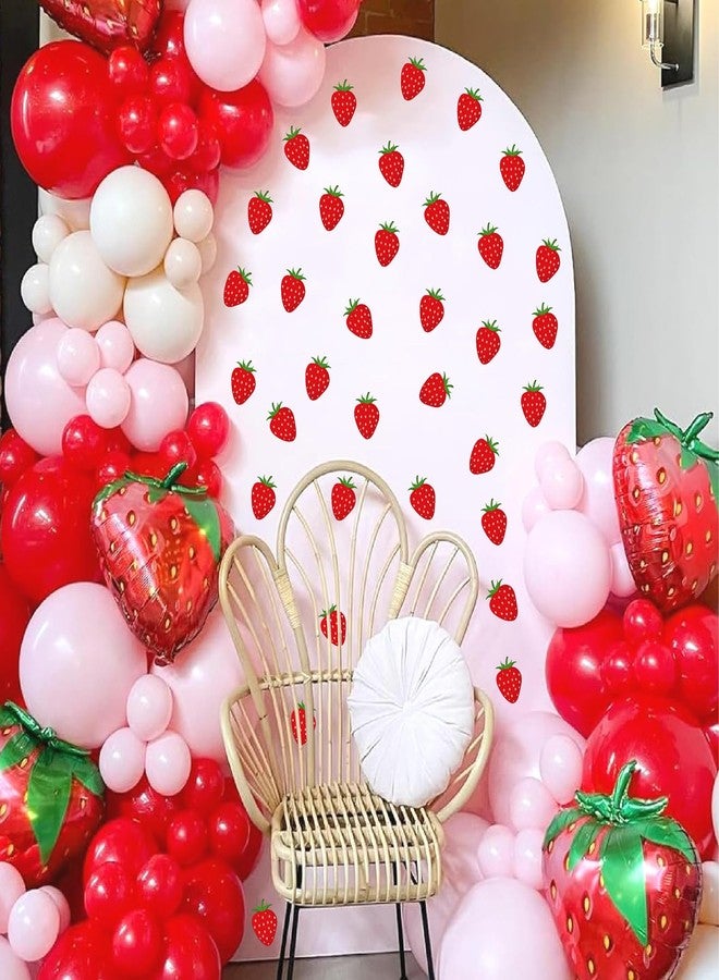 kokolap 36pcs Strawberry Stickers for Balloon Arch Berry First Sign for Backdrop Watercolor Fruit Wall Stickers Strawberries Theme Party Supplies Decals for Baby Shower Girls Birthday Party Photo Background - Image 2