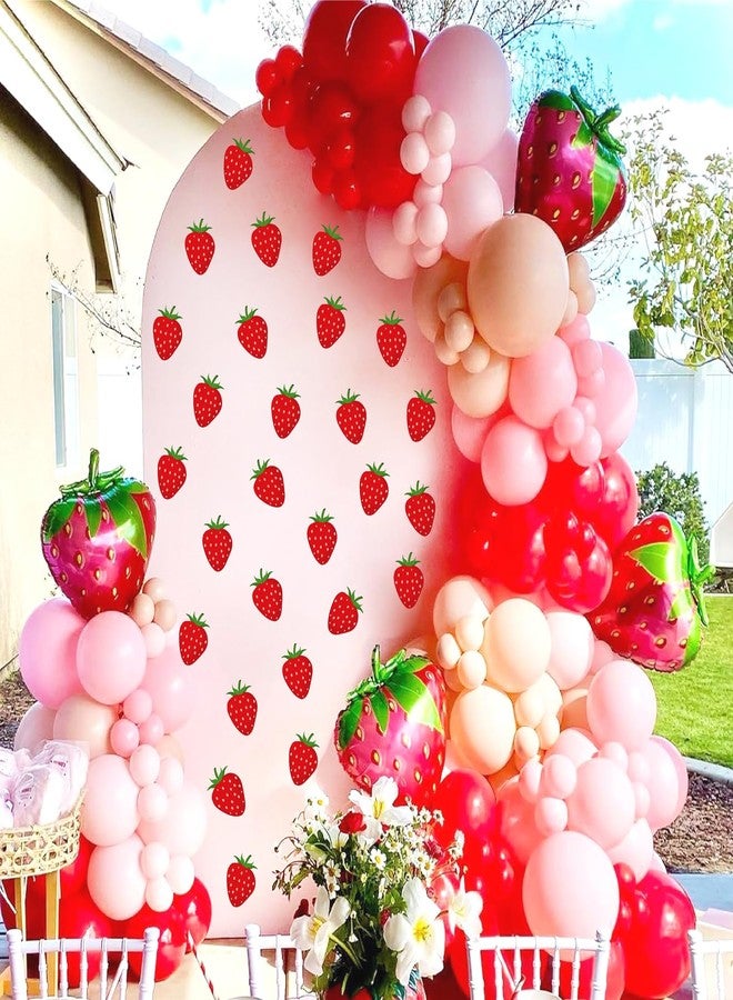 kokolap 36pcs Strawberry Stickers for Balloon Arch Berry First Sign for Backdrop Watercolor Fruit Wall Stickers Strawberries Theme Party Supplies Decals for Baby Shower Girls Birthday Party Photo Background - Image 1