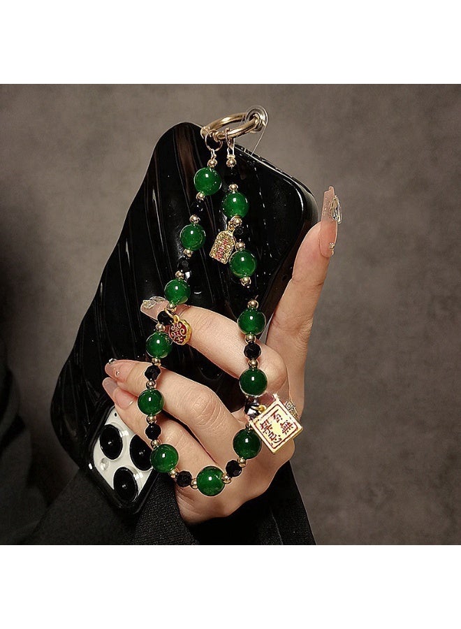 NIBEMINENT Beaded Phone Lanyard, Anti Lost Removable Wrist Strap, New Year Chinese Style Bracelet Pendant, Phone Keychain Lanyard,Red - Image 2