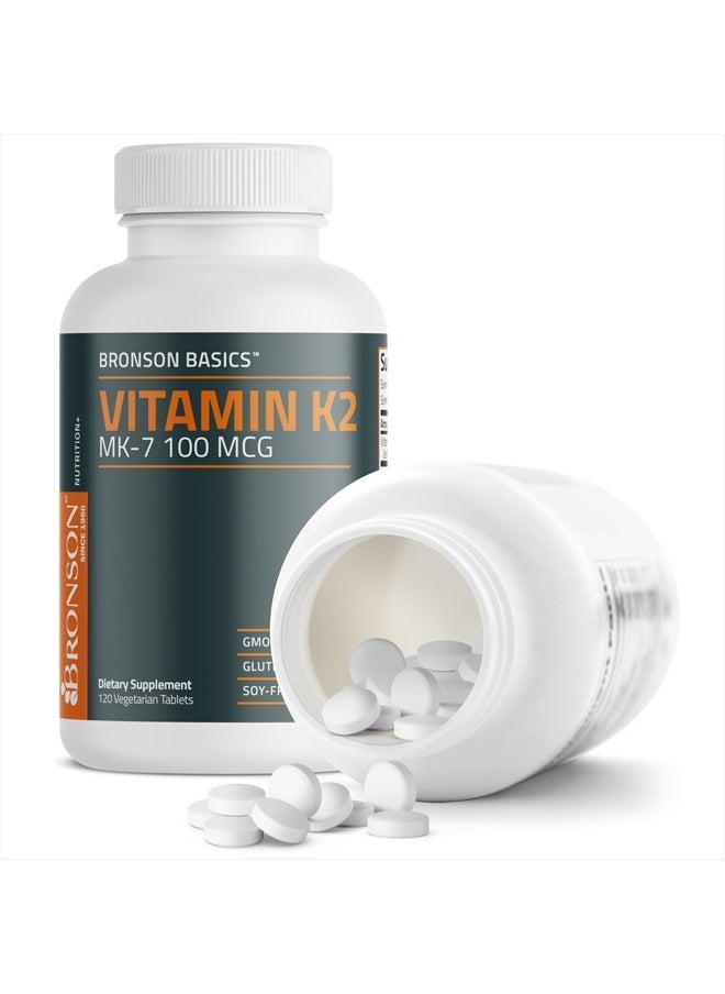 Bronson - Vitamin K2 MK-7 100 MCG, K2 as MK7 Menaquinone, Bone Support Non-GMO, 120 Tablets - Image 1