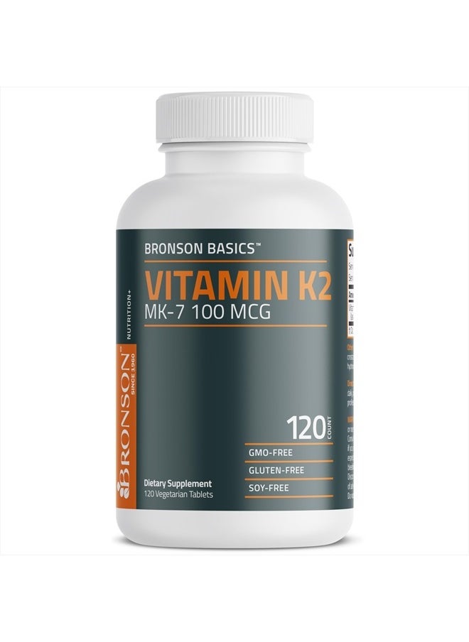 Bronson - Vitamin K2 MK-7 100 MCG, K2 as MK7 Menaquinone, Bone Support Non-GMO, 120 Tablets - Image 1