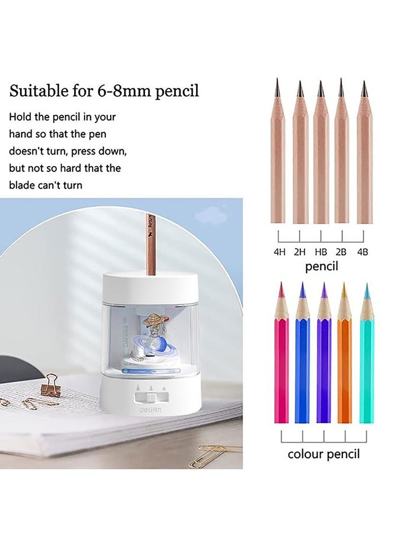 Deli Electric Pencil Sharpener Auto-Stop Feature and Heavy Duty Helical Pencil Sharpener, USB and Battery, Operated 3 Adjustable Sharpening Modes for 6-8mm Diameter Pencils, for Student and Office  - Image 3