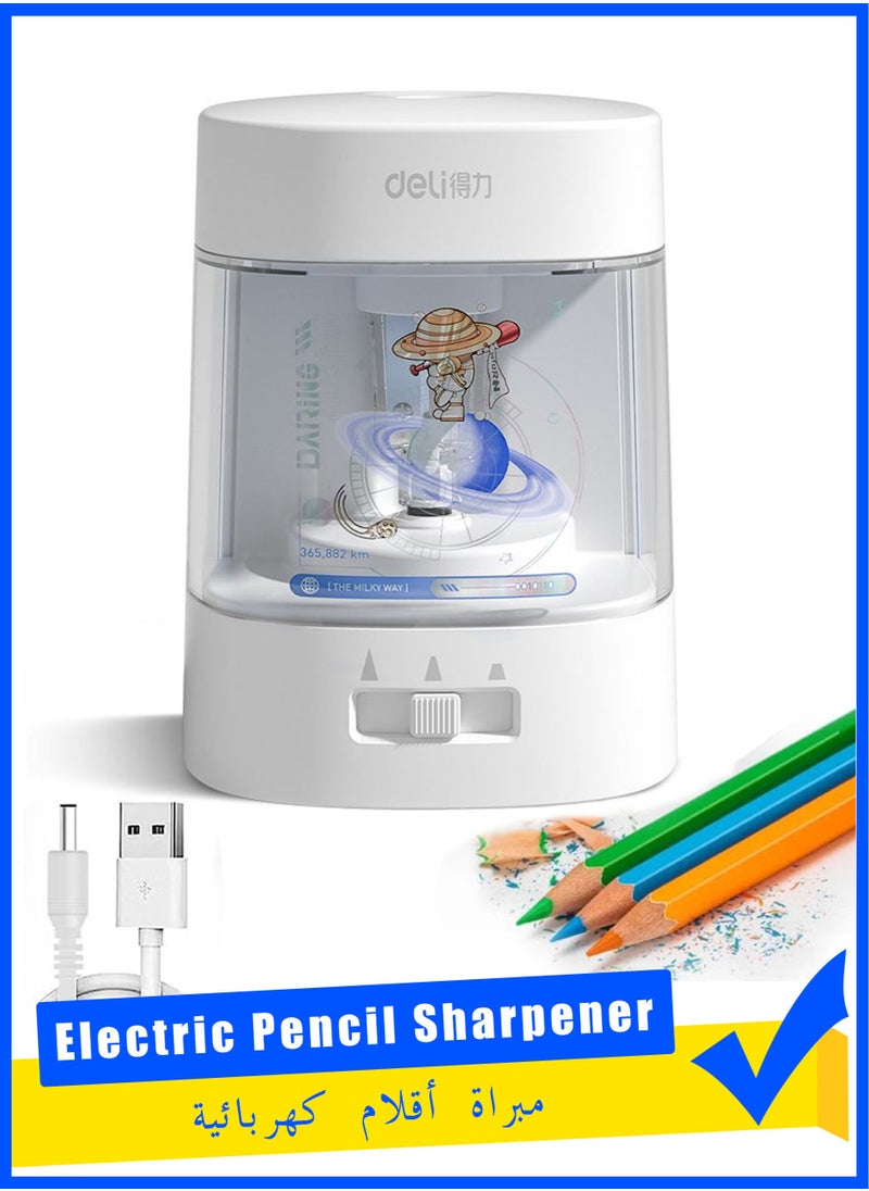 Electric Pencil Sharpener Auto-Stop Feature and Heavy Duty Helical Pencil Sharpener, USB and Battery, Operated 3 Adjustable Sharpening Modes for 6-8mm Diameter Pencils, for Student and Office