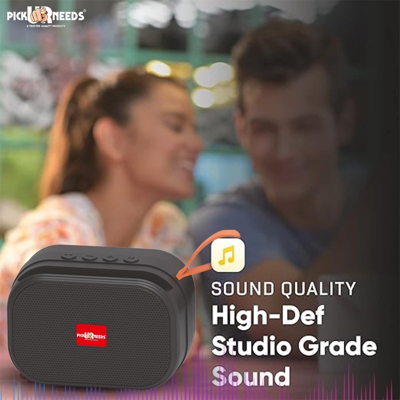 Pick Ur Needs Rechargeable Wireless 2 Side Bass Loud Speaker with USB/TF Card Support Portable 5 W Bluetooth Speaker (Black) - Image 4