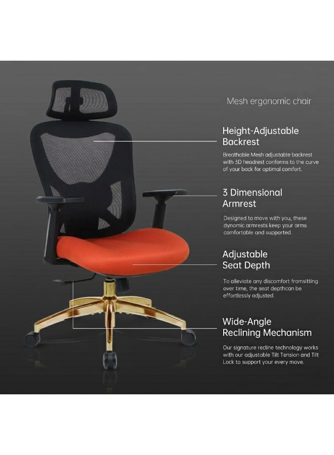 Mesh Ergonomic Office Chair With Footrest Oversized W Shaped Seat Gaming Chair - Image 5