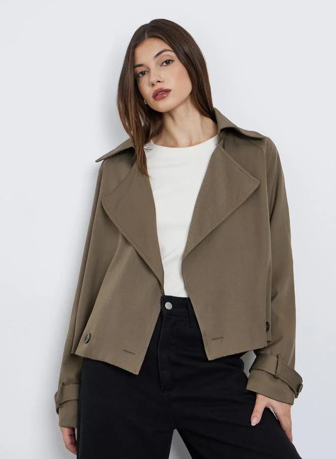 Styli Women Brown Boxy Fit Trench Jacket