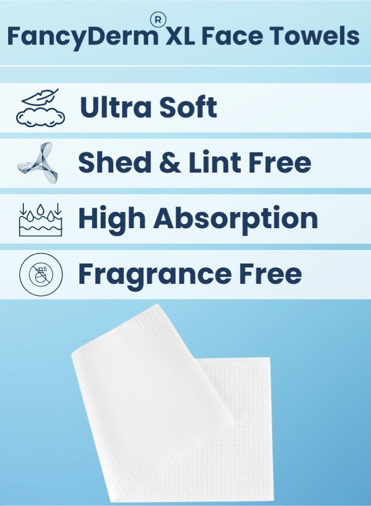 فانسي ديرم مناشف وجه قطنية قابلة للاستخدام لمرة واحدة – حجم كبير - مصنوعة من ألياف نباتية 100%، فائقة النعومة وآمنة للبشرة الحساسة، قابلة للتحلل ، مثالية للعناية بالبشرة وإزالة المكياج (50 قطعة) - Image 3