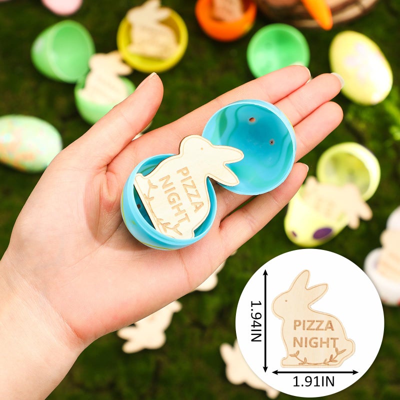 CypherX Easter Egg Fillers- Wood Easter Reward Tokens, Easter Prizes Stuffers Coins, Family Night Tokens, 24 Redeemable Tokens+6 Blank DIY Tokens, Unique Family Easter Egg Hunt Activities- Bunny - Image 5