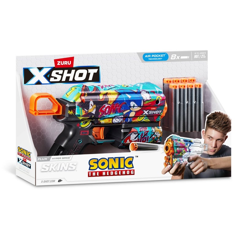 Zuru - X-Shot Skins Flux Sonic The Hedgehog Hyper Spike with 8 Soft Bullets - 36648D - Image 4