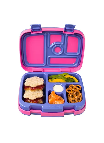 Bentgo Kids Brights Leak Proof, 5 Compartment Bento Style Kids Lunch Box - Ideal Portion Sizes For Ages 3 To 7, Bpa Free And Food - Safe Materials (Fuchsia)