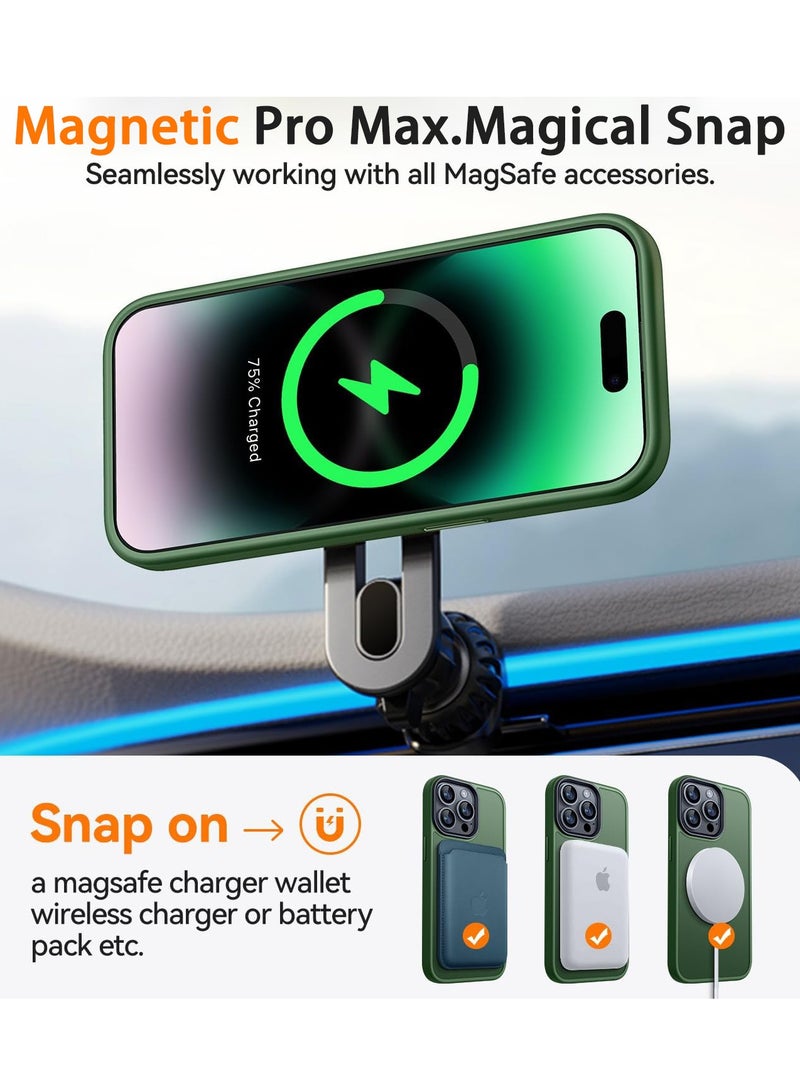 ثسؤشسث غطاء مغناطيسي للآيفون 14 برو ماكس 6.7 بوصة، متوافق مع MagSafe، غطاء خلفي نحيف شفاف متجمد مقاوم للصدمات أخضر - Image 3
