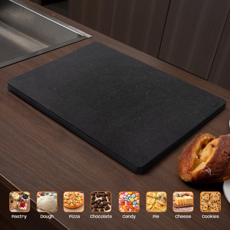 Adolif Black Granite Cutting Board, 16x20 Inch Large Marble Pastry Board, Stone Cutting Boards For Kitchen, Pack Of 1 Piece - Image 5