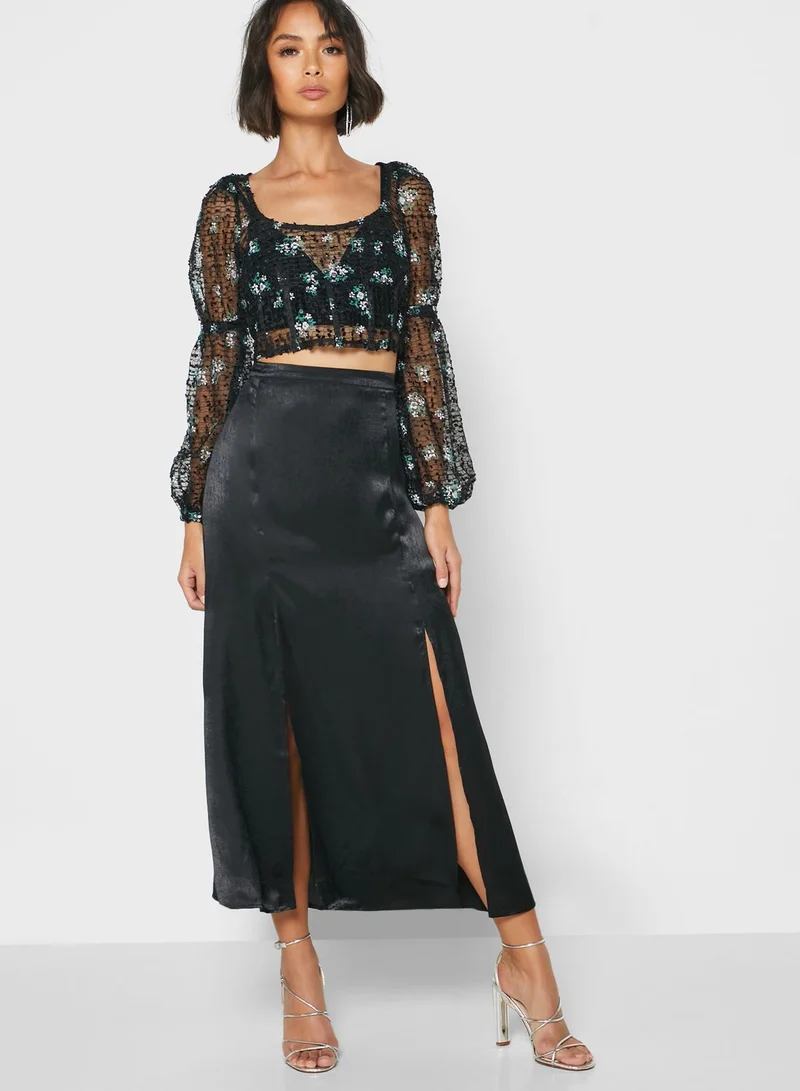 TOPSHOP Double Split Midi Skirt
