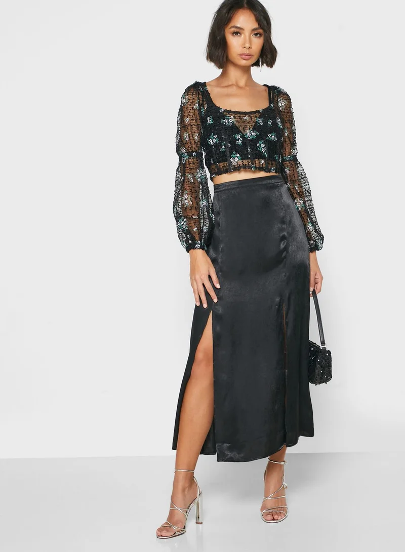 TOPSHOP Double Split Midi Skirt