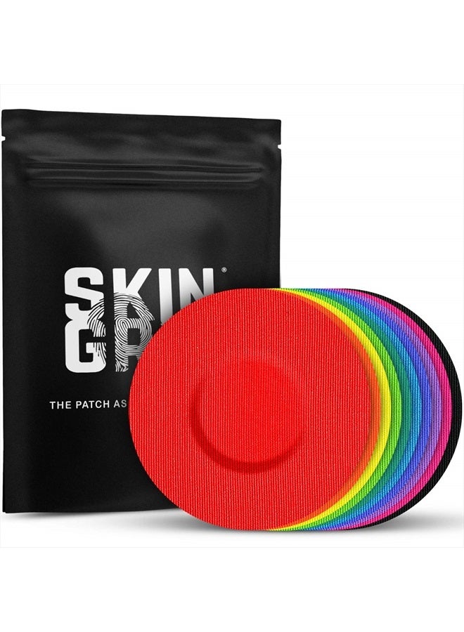 SKIN GRIP CGM Patches for Infusion Set or Freestyle Libre (20-Pack), Waterproof & Sweatproof for 10-14 Days, Pre-Cut Adhesive Tape, Continuous Glucose Monitor Protection (Multi-Colored) - Image 1