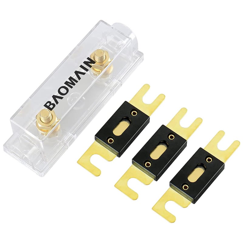 Baomain 350A ANL Fuse Holder Kit with 3 Fuses – for Car Audio & 12V/24V Systems (350 Amp.) - Image 1