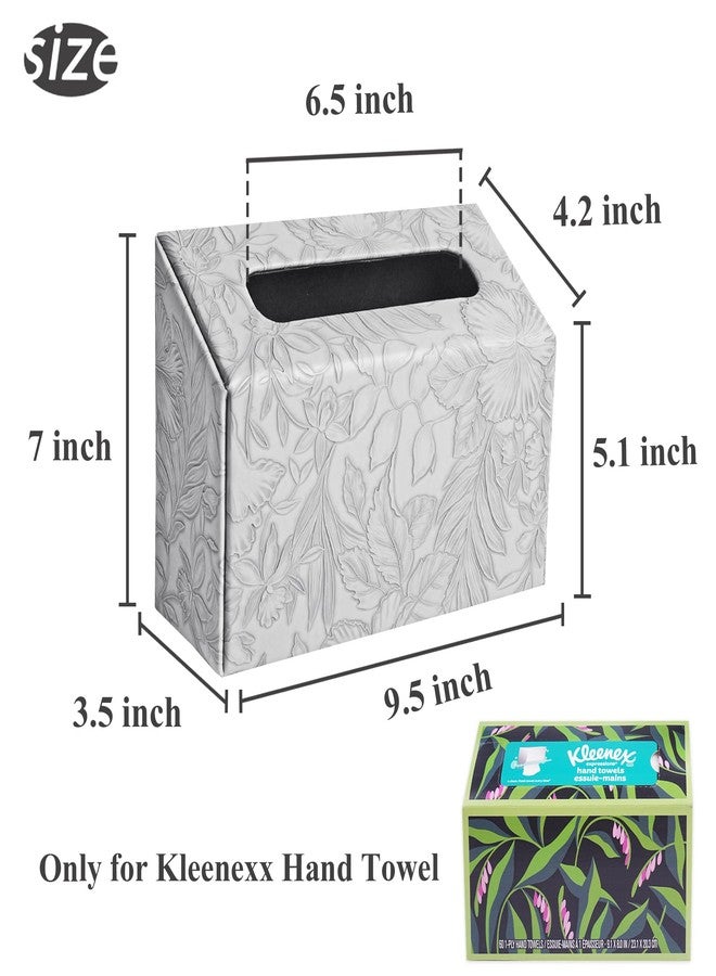 Hennaja Hand Towels Box Cover,PU Leather Tissue Box Cover Holder Compatible with Kleenex Disposable Paper Hand Towels Suitable for Dining,Kitchen,Bathroom(1-Carved Grey) - Image 4