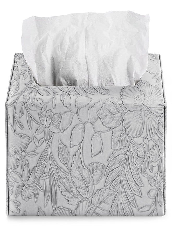 Hennaja Hand Towels Box Cover,PU Leather Tissue Box Cover Holder Compatible with Kleenex Disposable Paper Hand Towels Suitable for Dining,Kitchen,Bathroom(1-Carved Grey) - Image 3