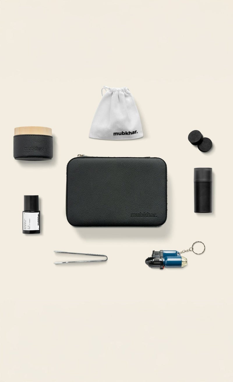 Mubkhar Leather Bukhoor Travel Bag -Black