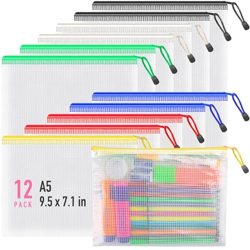 Umriox 12PCS Zipper Pouch, 9.5 x 7.1 in, Storage Bags with Zipper, Pencil Pouch for Office Supplies, Receipts, Cosmetics Travel Toiletries - Image 1