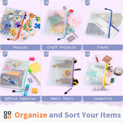 Umriox 12PCS Zipper Pouch, 9.5 x 7.1 in, Storage Bags with Zipper, Pencil Pouch for Office Supplies, Receipts, Cosmetics Travel Toiletries - Image 5
