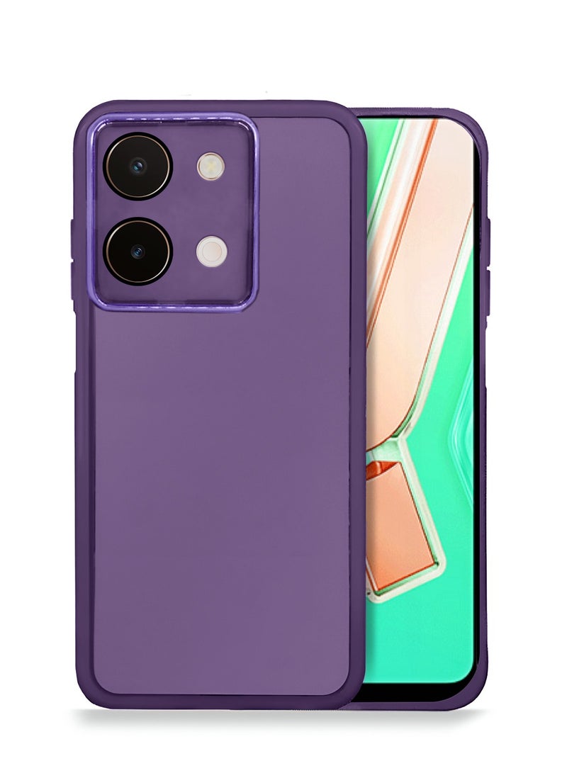 Wtech vivo Y28 4G 2024 Soft Transparent TPU Silicone Ultra Thin Phone Stylish Electroplated Camera Border Back Case Cover - Eggplant Purple - Image 1