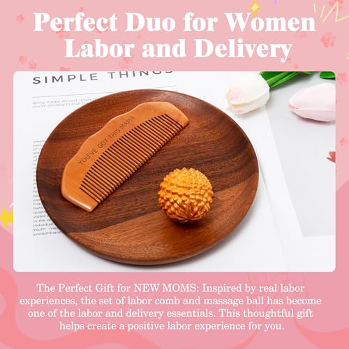 FSYQUAST Birth Comb Acupressure Massage Ball Set Wooden Labor Comb Natural Labor and Delivery Essentials Mom to Be Gift New Mom Gifts for Labor Pain Relief - Image 5