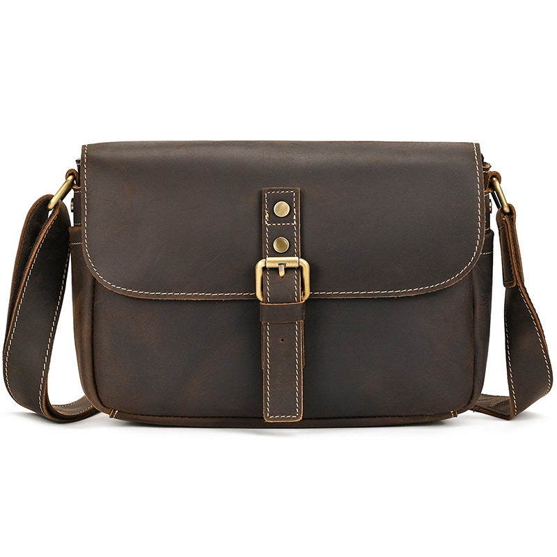 Men'S Genuine Leather Shoulder Bag, Crazy Horse Leather Crossbody Bag, Top Layer Cowhide Flap Shoulder Bag, Ipad Bag, Exclusively For Sales - Image 1