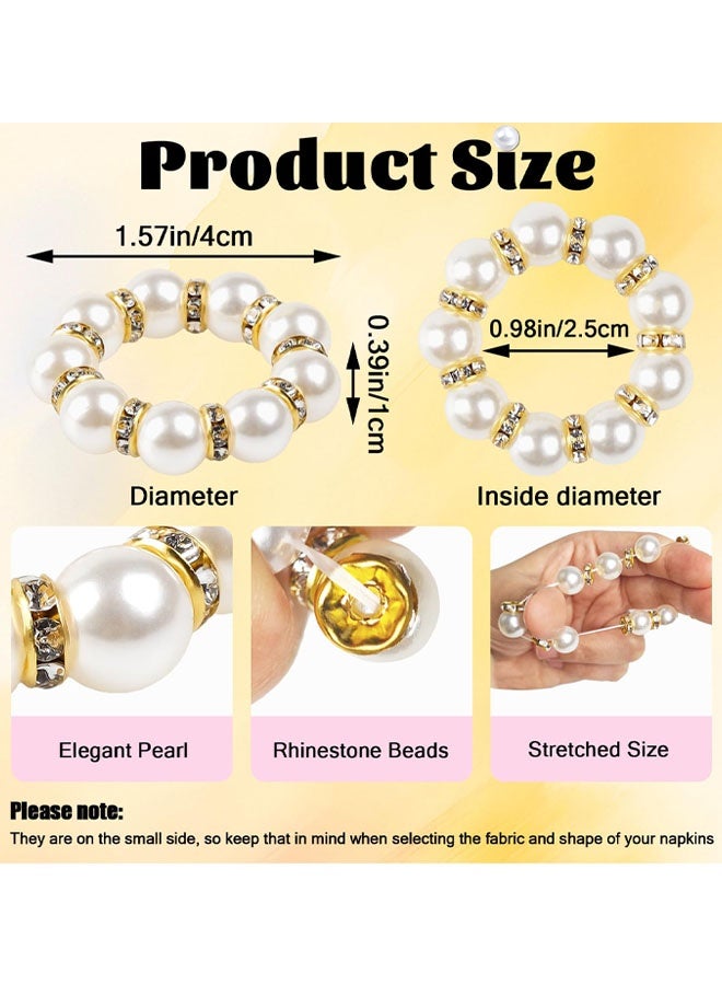 12 PCS Gold Napkin Rings Imitation Pearl Napkin Rings Napkin Holder Elegant Round Napkin Buckles Beaded For Wedding, Party, Christmas Thanksgiving Day Home Table Decoration - Image 2