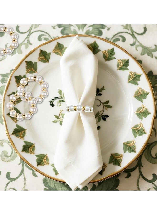 12 PCS Gold Napkin Rings Imitation Pearl Napkin Rings Napkin Holder Elegant Round Napkin Buckles Beaded For Wedding, Party, Christmas Thanksgiving Day Home Table Decoration - Image 4