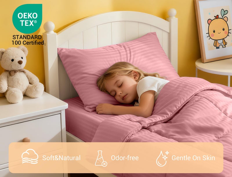 ZPECC Toddler Bedding Set - 4 Piece Hypoallergenic Baby Crib Bedding Set for Boys and Girls, Includes Toddler Comforter, Flat Sheet, Fitted Sheet and Pillowcase, Dusty Rose - Image 4