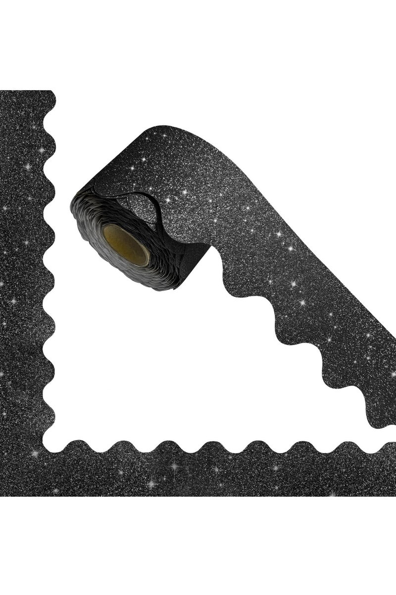 69Feet Bulletin Board Borders, Board Trims Shiny Decorative Border Trims Sparkle,Classroom Decor,Poster Board,Whiteboard,Wall Decoration,Party, Decoration with Classroom Border Panel(black)