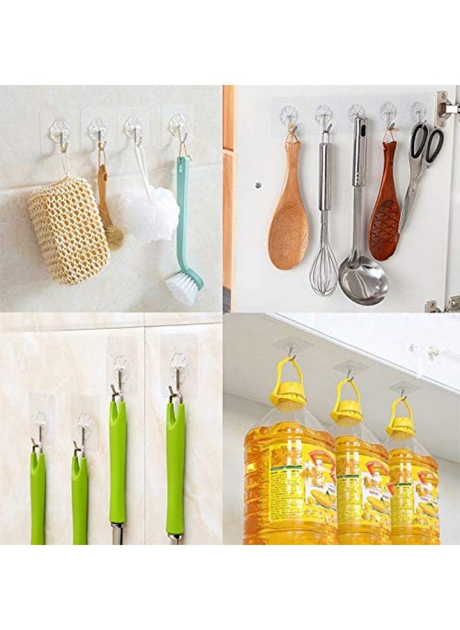 ONESWI ONESWI Adhesive Wall Hooks 15lb(Max) Transparent Reusable Traceless Hooks,Waterproof and Oilproof,Bathroom Kitchen Heavy Duty Self Adhesive Hooks,20 Packs  - Image 3