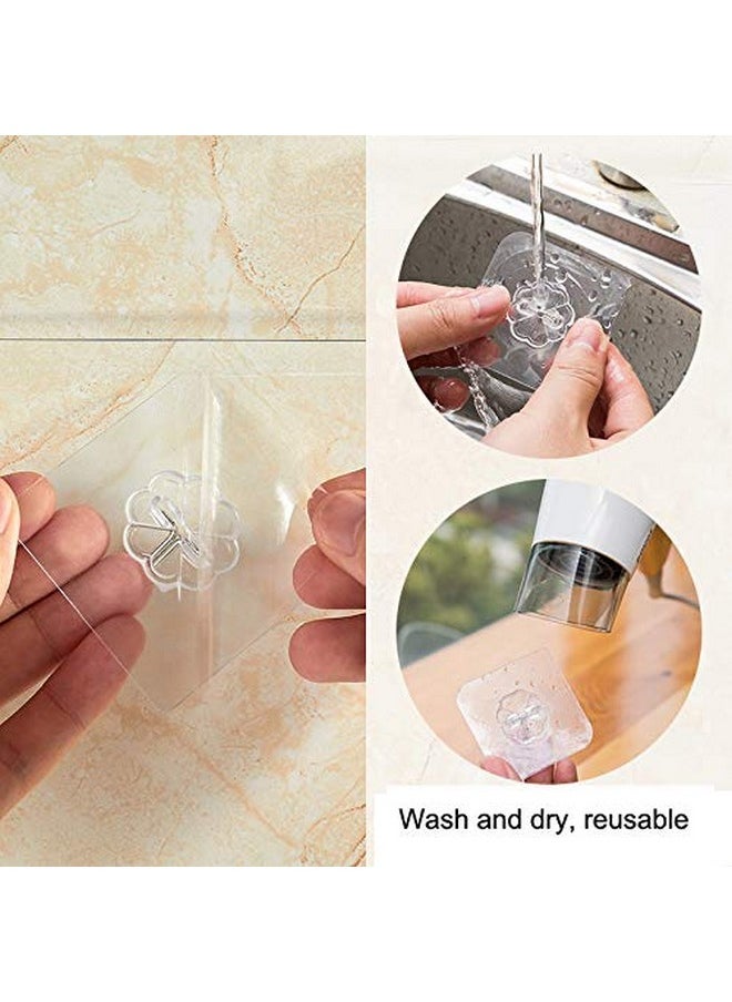 ONESWI ONESWI Adhesive Wall Hooks 15lb(Max) Transparent Reusable Traceless Hooks,Waterproof and Oilproof,Bathroom Kitchen Heavy Duty Self Adhesive Hooks,20 Packs  - Image 5