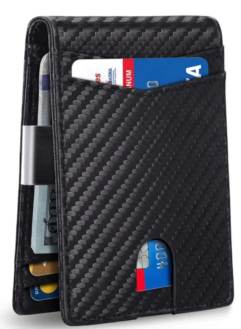 Men's Ultra-Thin Genuine Leather Anti-Theft Swipe RFID Blocking Wallet - 12 Card Slots, Bi-Fold Leather Design - Image 1