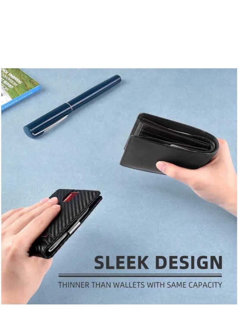 Men's Ultra-Thin Genuine Leather Anti-Theft Swipe RFID Blocking Wallet - 12 Card Slots, Bi-Fold Leather Design - Image 3