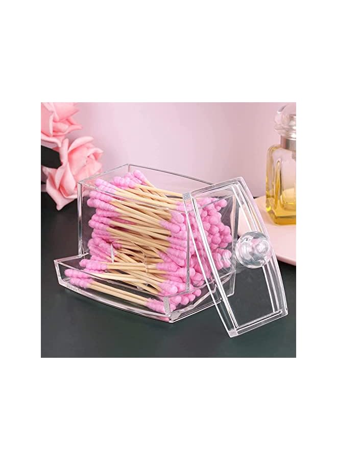 أوريتي منظم حامل المسحات وصندوق تخزين المسحات مع غطاء طرف Q للحمام والغرور - Image 4