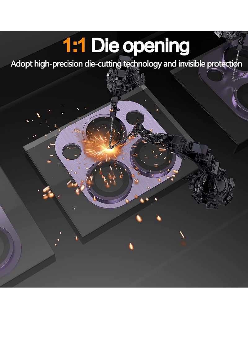 Designed for iPhone 14 Pro Max Camera Lens Protector, for iPhone 14 Pro Camera Lens Protector, 3D Alloy Metal and Tempered Glass Camera Screen Protector, Full Coverage Protection - Image 2