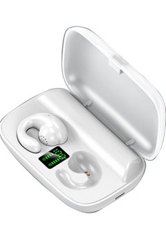 Excefore Wireless Earbuds with Earhooks Mini Bone Conduction Headphones Waterproof Bluetooth Earpiece Noise Canceling Headset Sports 5.0 Earphones for Cycling Driving, Gym, White  - Image 1