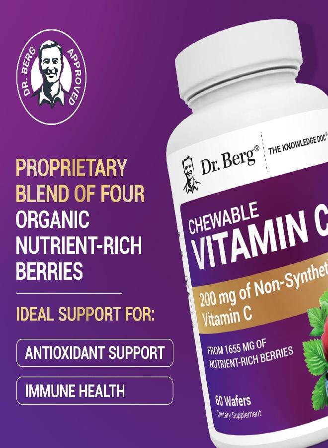 Dr. Berg Nutritionals Dr. Berg Chewable Vitamin C Complex - Made with Organic, Non-GMO Berries - 60 Delicious Wafers - Image 3