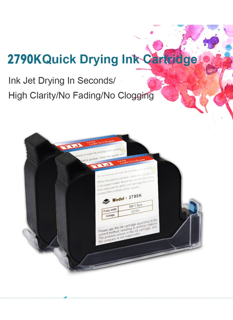 Demin 2790K Original Solvent Quick Dry Ink Cartridge Original Aqueous Water Soluble Ink Cartridge Replacement Handheld Inkjet Printer MX3S/D10 (Black)  - Image 2