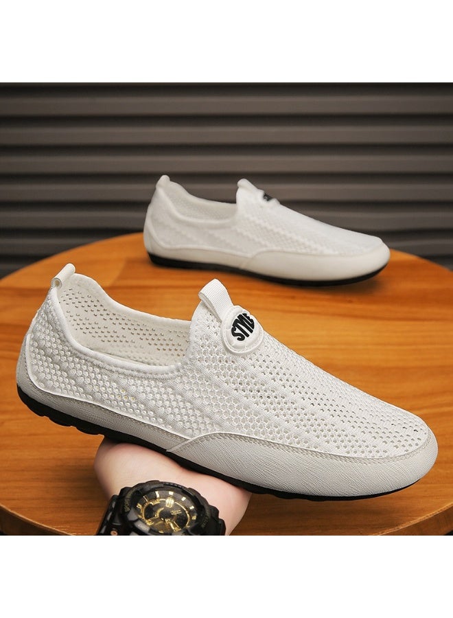 NIBEMINENT Summer Fashion Men Sneakers All-match Casual Shoes Outdoor Breathable Loafers Mesh Surface Soft Bottom Casual Loafers 