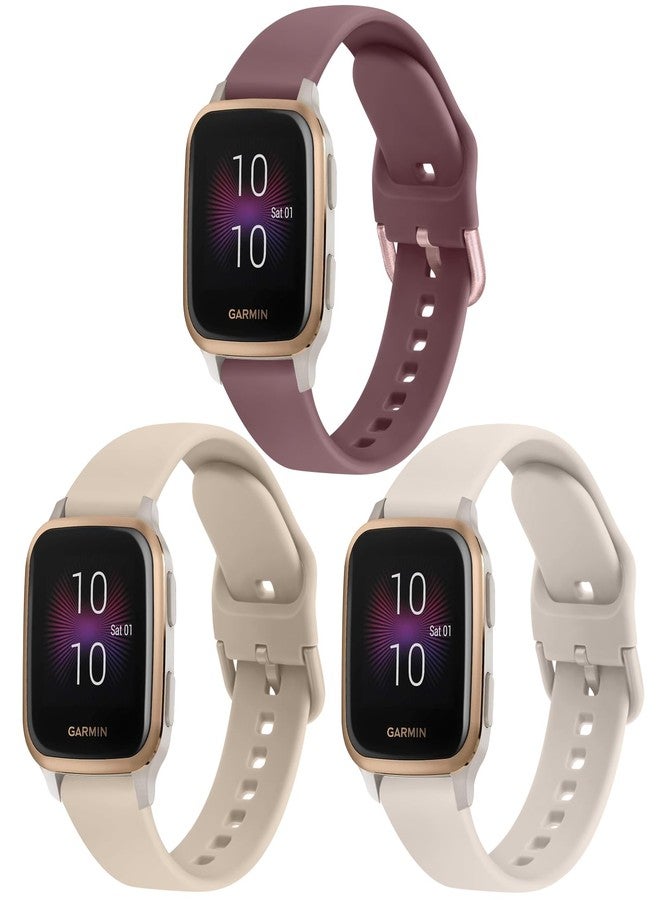 Meliya Silicone Bands Compatible with Garmin Venu SQ/Venu Sq 2/Venu SQ Music/Venu Sq 2 Music/Venu 2 Plus, 20mm Soft Silicone Sport Replacement Wristband Straps for Women Men (Smoke Violet+Milk Tea+Starlight) - Image 1